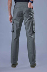 L&C Men's Stone Cotton Dobby Cargo Pants | Comfort Fit