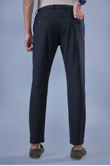 L&C Navy Regular Fit Ankle Length Formal/Casual Pants For Men | Lined | Polyester Viscose Blend