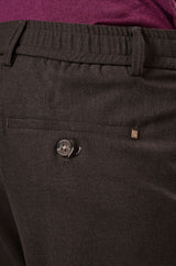 L&C Brown Lined Regular Fit Ankle Length Formal/Casual Pants For Men | Polyester Viscose Blend