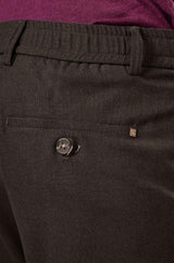 L&C Brown Lined Regular Fit Ankle Length Formal/Casual Pants For Men | Polyester Viscose Blend