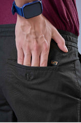 L&C Men's Olive Cotton Dobby Cargo Pants | Comfort Fit