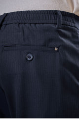 L&C Navy Regular Fit Ankle Length Formal/Casual Pants For Men | Lined | Polyester Viscose Blend