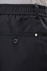 L&C Black Lined Regular Fit Ankle Length Formal/Casual Pants For Men | Polyester Viscose Blend