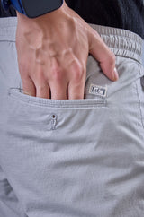 L&C Men's Light Grey Cotton Dobby Cargo Pants | Comfort Fit