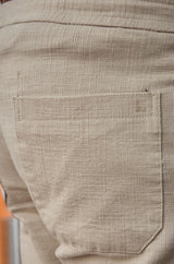 L&C Men's Beige Cotton Dobby Casual Lowers | Comfort Fit