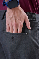 L&C Grey Lined Regular Fit Ankle Length Formal/Casual Pants For Men | Polyester Viscose Blend