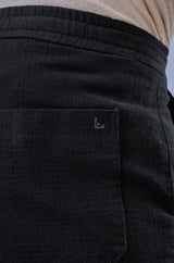 L&C Men's Black Cotton Dobby Casual Lowers | Comfort Fit