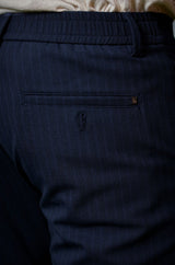 L&C Navy Lined Regular Fit Ankle Length Formal/Casual Pants For Men | Polyester Viscose Blend