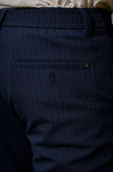 L&C Navy Lined Regular Fit Ankle Length Formal/Casual Pants For Men | Polyester Viscose Blend