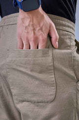 L&C Men's Khaki Cotton Dobby Casual Lowers | Comfort Fit