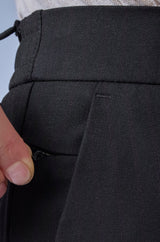 L&C Black Lined Regular Fit Ankle Length Formal/Casual Pants For Men | Polyester Viscose Blend