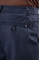 L&C Navy Checked Regular Fit Ankle Length Formal/Casual Pants For Men | Polyester Viscose Blend