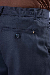 L&C Navy Checked Regular Fit Ankle Length Formal/Casual Pants For Men | Polyester Viscose Blend