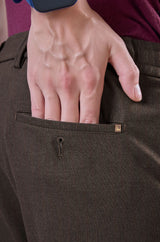 L&C Brown Lined Regular Fit Ankle Length Formal/Casual Pants For Men | Polyester Viscose Blend