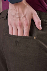 L&C Brown Lined Regular Fit Ankle Length Formal/Casual Pants For Men | Polyester Viscose Blend