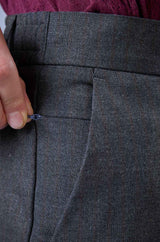 L&C Grey Lined Regular Fit Ankle Length Formal/Casual Pants For Men | Polyester Viscose Blend