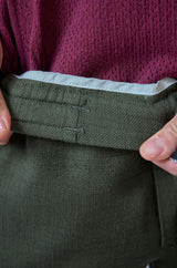 L&C Men's Olive Cotton Dobby Casual Lowers | Comfort Fit