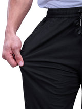 L&C Black | Baggy Fit | Regular Length | Unisex Casual Lowers | Flex Linen | Linen Slub