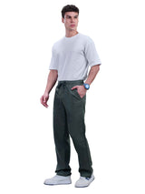 L&C Olive | Baggy Fit | Regular Length | Unisex Casual Lowers | Flex Linen | Linen Slub