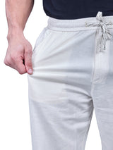 L&C Cream | Baggy Fit | Regular Length | Casual Lowers for Unisex | Flex Linen | Linen Slub