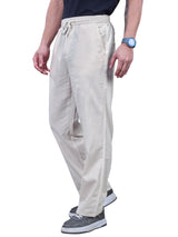 L&C Beige | Baggy Fit | Regular Length | Unisex Casual Lowers | Flex Linen | Linen Slub
