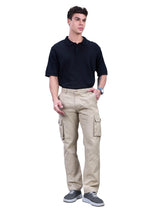 L&C Beige | Relax Fit | Regular Length | Gripper Elastic Men Cargo | Cotton | Dobby