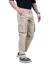 L&C Beige | Relax Fit | Regular Length | Gripper Elastic Men Cargo | Cotton | Dobby