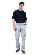 L&C Light Grey | Relax Fit | Regular Length | Gripper Elasticated Men Cargo Pants | Cotton | Dobby