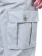 L&C Light Grey | Relax Fit | Regular Length | Gripper Elasticated Men Cargo Pants | Cotton | Dobby