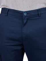 L&C Navy | Relax Fit | Regular Length | Gripper Elastic Men Cargo Pants | Cotton | Dobby