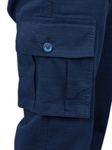 L&C Navy | Relax Fit | Regular Length | Gripper Elastic Men Cargo Pants | Cotton | Dobby