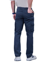 L&C Navy | Relax Fit | Regular Length | Gripper Elastic Men Cargo Pants | Cotton | Dobby