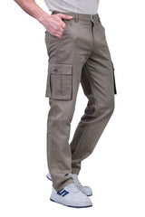 L&C Khaki | Relax Fit | Regular Length | Gripper Elasted Cargo Pants for Men | Cotton | Dobby