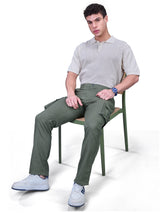 L&C Olive | Relax Fit | Regular Length | Gripper Adjustment Men Cargos| Cotton | Dobby