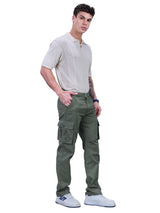 L&C Olive | Relax Fit | Regular Length | Gripper Adjustment Men Cargos| Cotton | Dobby