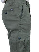 L&C Olive | Relax Fit | Regular Length | Gripper Adjustment Men Cargos| Cotton | Dobby