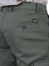 L&C Olive | Relax Fit | Regular Length | Gripper Adjustment Men Cargos| Cotton | Dobby