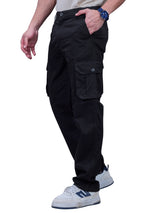 L&C Black | Relax Fit | Regular Length | Gripper Adjustment Men Cargo Pants | Cotton | Dobby