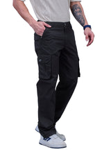 L&C Black | Relax Fit | Regular Length | Gripper Adjustment Men Cargo Pants | Cotton | Dobby