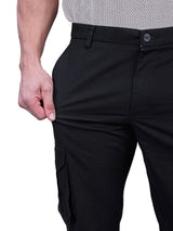 L&C Black | Relax Fit | Regular Length | Gripper Adjustment Men Cargo Pants | Cotton | Dobby