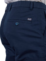 L&C Navy | Relax Fit | Regular Length | Gripper Elastic Men Cargo Pants | Cotton | Dobby