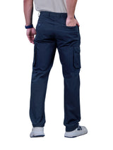 L&C Navy | Relax Fit | Regular Length | Gripper Elastic Men Cargo Pants | Cotton | Dobby
