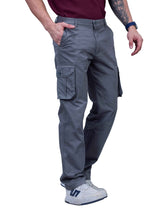L&C Grey | Relax Fit | Regular Length | Gripper Elasted Cargos for Men | Cotton | Dobby