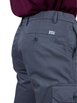 L&C Grey | Relax Fit | Regular Length | Gripper Elasted Cargos for Men | Cotton | Dobby