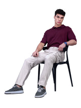 L&C Beige | Relax Fit | Regular Length | Gripper Elastic Cargo Pants for Men | Cotton | Dobby