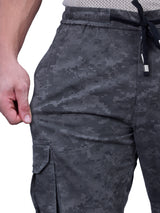 L&C Grey | Relax Fit | Regular Length | Full Elastic Men Cargos | Cotton | Camo Print
