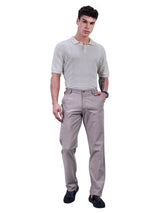 L&C Dusty Brown | Straight Fit | Regular Length | Side Elasted Men Casual Trousers | PV 4 Way | Lining