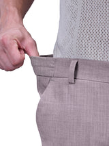 L&C Dusty Brown | Straight Fit | Regular Length | Side Elasted Men Casual Trousers | PV 4 Way | Lining