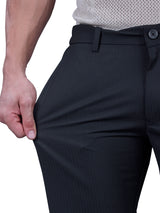 L&C Black | Straight Fit | Regular Length |Side Elastic Casual Trousers for Men | PV 4 Way | Lining