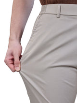 L&C Beige | Relax Fit | Regular Length | Side Elastic Casual Trousers For Men | Imported 2 way Poly | Dobby